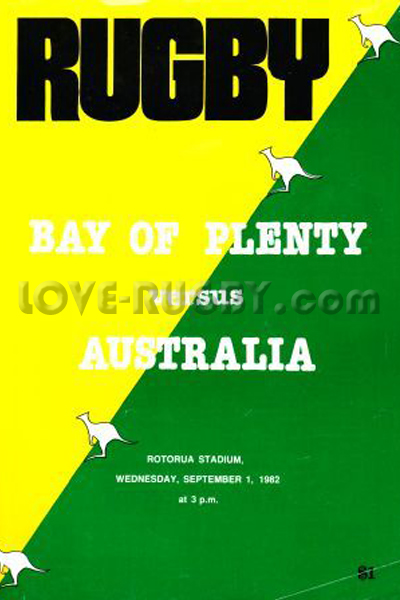 1982 Bay of Plenty v Australia  Rugby Programme